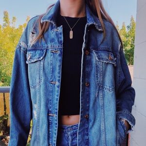 ZARA oversized frayed jean jacket
